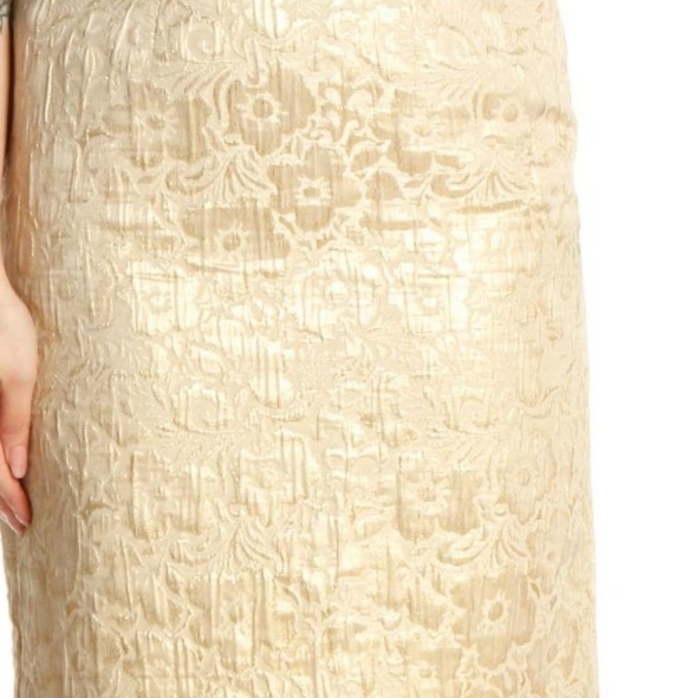 Loft Beige With Gold Threads Textured Pencil Skirt, 8 Petite View 2